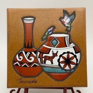 Teissedre Southwestern Tile Trivet Hummingbird Pottery Coaster Wall Decor